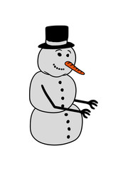 schneemann bauen basteln winter schneekugel zylinder hut karotte nase comic cartoon clipart design kalt freundlich lustig schnee eis