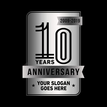 10 years anniversary design template. Ten years celebration logo. Vector and illustration.