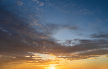 dramatic sky with sunset landscape background