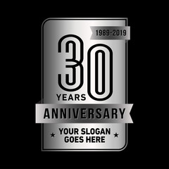 30 years anniversary design template. Thirty years celebration logo. Vector and illustration.