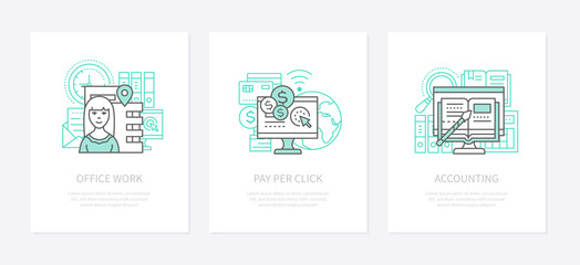 Office work - line design style icons set