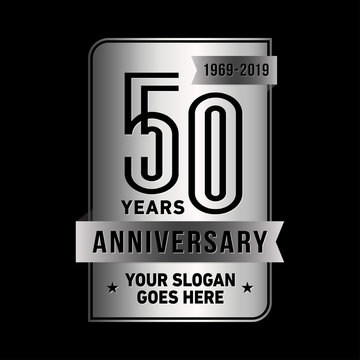 50 years anniversary design template. Fifty years celebration logo. Vector and illustration.