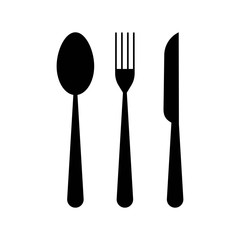 Vector icon of spoon, fork and knife. Cutlery symbol icon