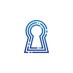 Secure Logo With Key Hole And  Fingerprint Symbol