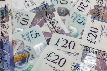 Fototapeta na wymiar British pounds banknotes 