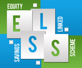 ELSS - Equity Linked Savings Scheme Green Blue Squares Text 