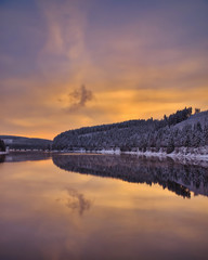 Winterabend an der Okertalsperre im Harz,Niedersachsen,Deutschland