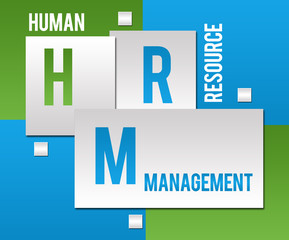 HRM - Human Resource Management Green Blue Squares Text 