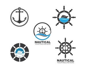 steering ship vector logo icon of nautical maritime