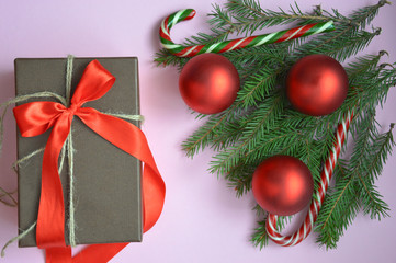 Christmas card on a light background. Decor for Christmas and New year. Merry Christmas. Waiting for the holiday. Decor for Christmas tree decoration and festive mood. Christmas decorations. Make a wi