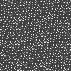 Seamless pattern starry sky in on dark background. Vector abstract graphic design.  Pattern is perfect for packaging design or printing on fabric.