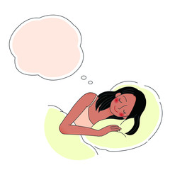 眠る若い女性のイラスト
