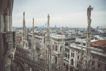 Fototapeta premium Milan, duomo aerial view from the top of the cathedral