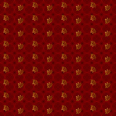 Golden branches on  red  abstract background, seamless  Christmas  pattern
