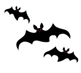 Halloween flock of bats with burning eyes. Illustration