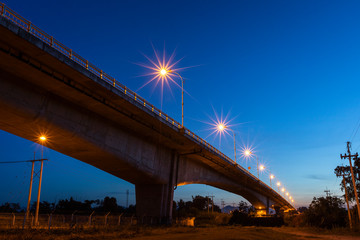 the Second Thai - Myanmar Friendship Bridge at dusk, Mae Sot, Tak, Thailand
