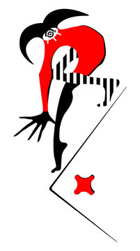 Playing card Joker, Jester, Fool. Abstract graphic image. For graphic design