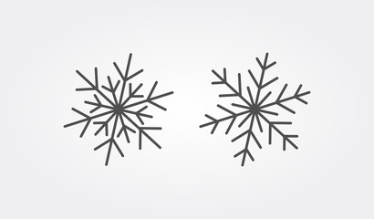 Winter snowflakes icon set, various shapes linear icons