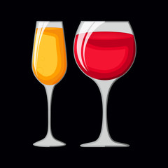 Vector Wine Glass. Icon, Symbol, Logo. Alcohol Beverage