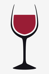 Vector Silhouette Wine Glass. Icon, Symbol, Logo. Alcohol Beverage