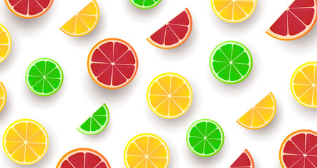 Citrus fruit slices pattern, digital wallpaper in modern style, realistic stylized 3d graphic