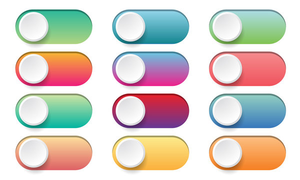 Buttons Toggle Switch Off / On. Web Icon Set Of Gradient Color Sliders Button
