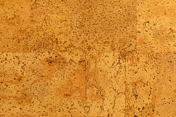 Close-up of cork sound insulation lagging of carrot color for floors and walls