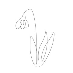 Flower one line drawing, vector illustration