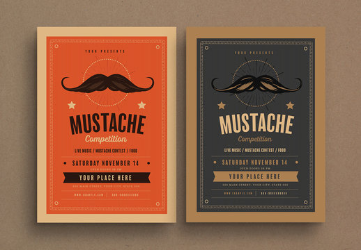 Mustache Competition Event Flyer Layout