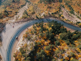 highway road canyon bird's eye view