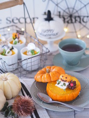 かぼちゃのプリンでハッピーハロウィン