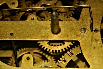 old clock mechanism of gears
