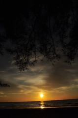 Fototapeta na wymiar Miri, Sarawak / Malaysia - October 7, 2019: The beautiful beaches of Luak Bay and Tanjung Lubang during Sunset at Miri, Sarawak