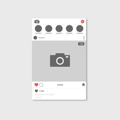 Frame for your photo. Popular social media concept. Gray background. Vector illustration.
