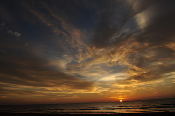 Miri, Sarawak / Malaysia - October 7, 2019: The beautiful beaches of Luak Bay and Tanjung Lubang during Sunset at Miri, Sarawak