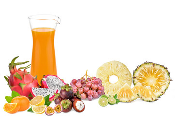 Combine fruit isolated on white background