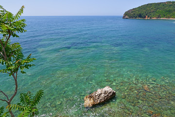 Beautiful water in shallow water in Mediterranean Sea near Montenegro