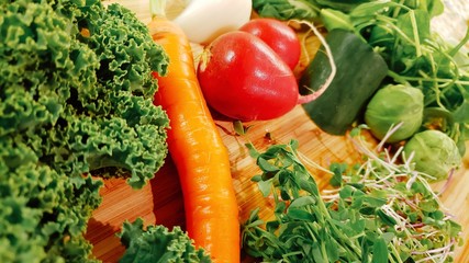 fresh vegetables on wooden background