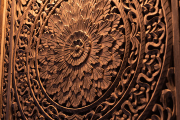 Carved, oriental wall panel made of wood