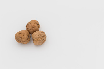 Walnuts on a white background