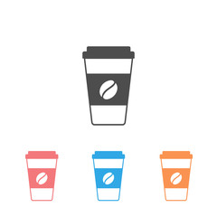 Hot coffee cup vector icon set illustration isolated on white background