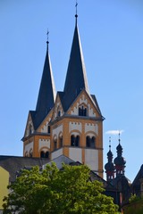 Obraz premium Florinskirche twin steeples in Koblenz Germany