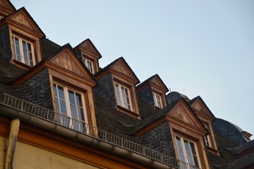 Fototapeta na wymiar A typical roof of Dormers in Koblenz Germany