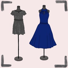 Fashion Illustration: dress forms with dresses