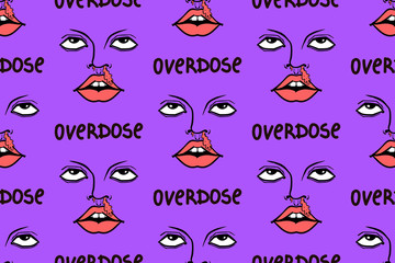 seamless pattern of overdose, drugs, psy art