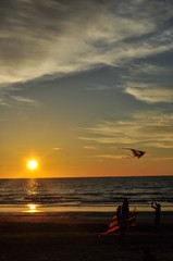 Miri, Sarawak / Malaysia - October 7, 2019: The beautiful beaches of Luak Bay and Tanjung Lubang during Sunset at Miri, Sarawak