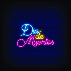 Dia De Muertos Neon Signs Style Text vector