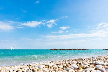 Fototapeta na wymiar Adriatic Sea, beach with stones in Porto Recanati, Italy_-3