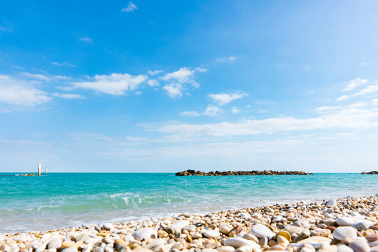 Adriatic Sea, beach with stones in Porto Recanati, Italy_-3