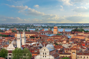 Fototapeta na wymiar Venice churches and town houses city view, Italy